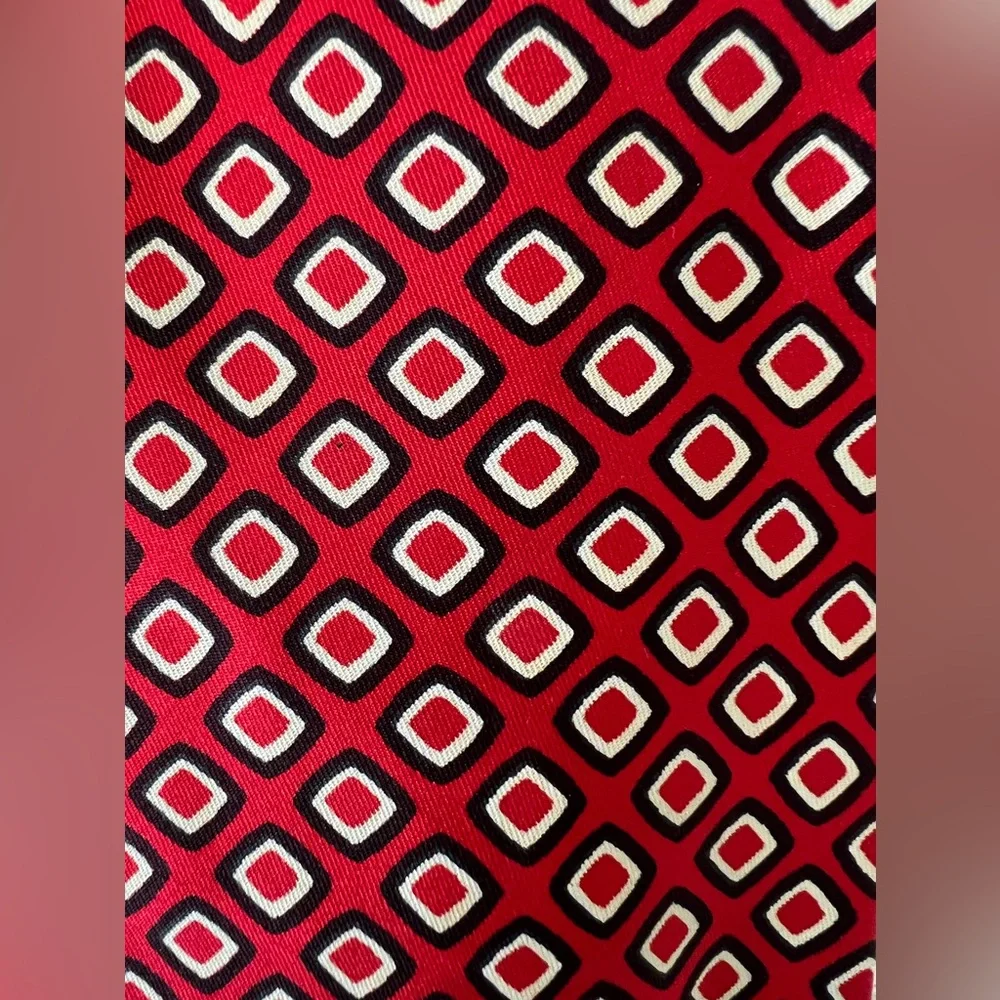 Robert Talbott Cravats Vintage Red Geometric Patterned Tie | 100%Silk By Talbott